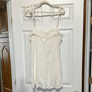 Blue Blush linen fitted tie strap dress